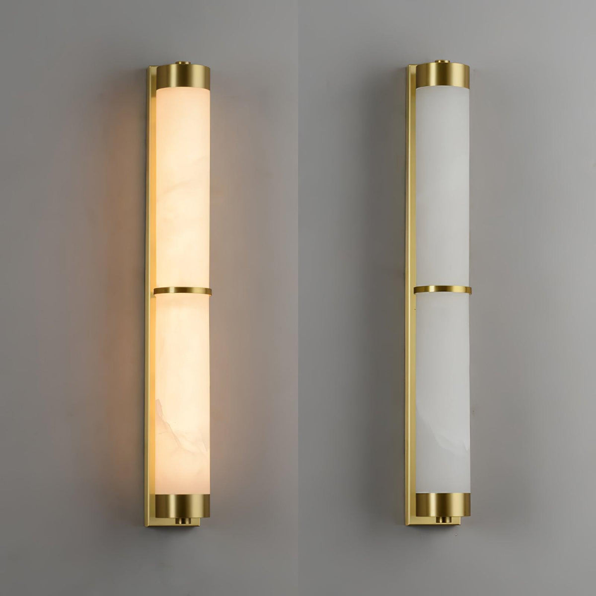 Cylindra Alabaster Brass Wall Sconce – Modern LED Wall Light