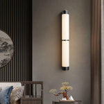 Cylindra Alabaster Brass Wall Sconce – Modern LED Wall Light