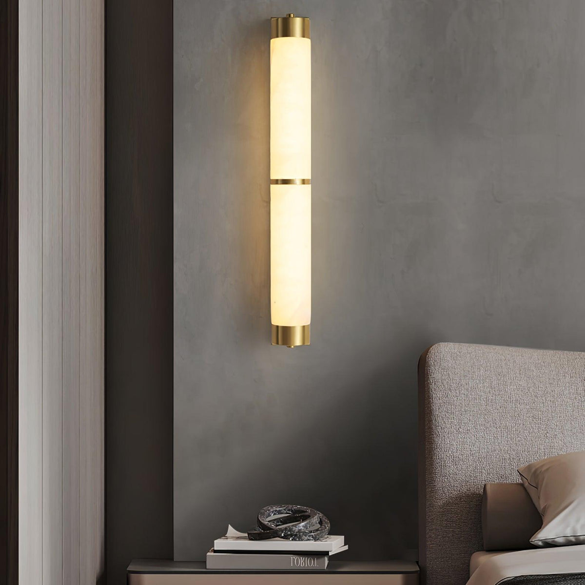 Cylindra Alabaster Brass Wall Sconce – Modern LED Wall Light