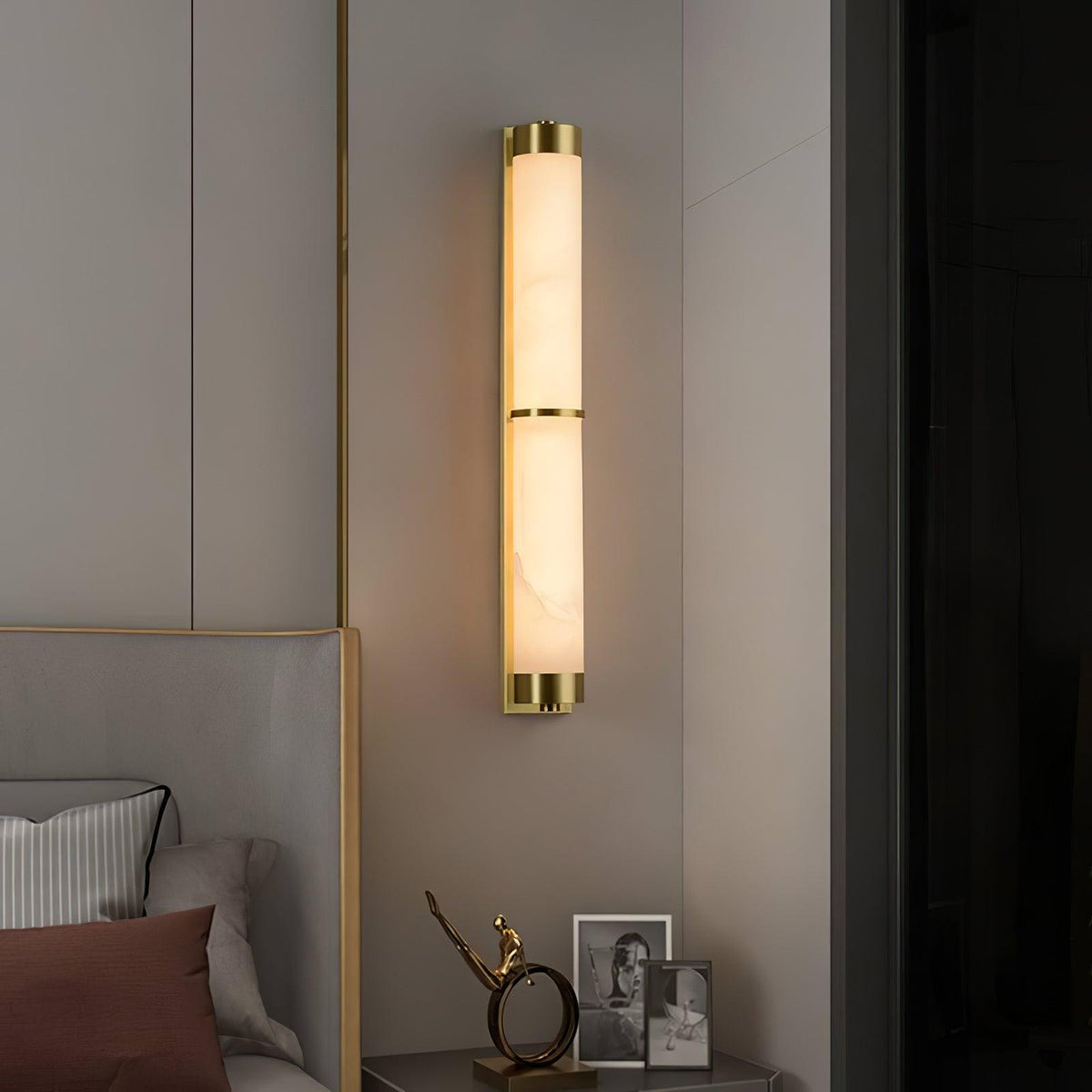 Cylindra Alabaster Brass Wall Sconce – Modern LED Wall Light