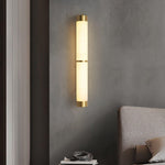 Cylindra Alabaster Brass Wall Sconce – Modern LED Wall Light