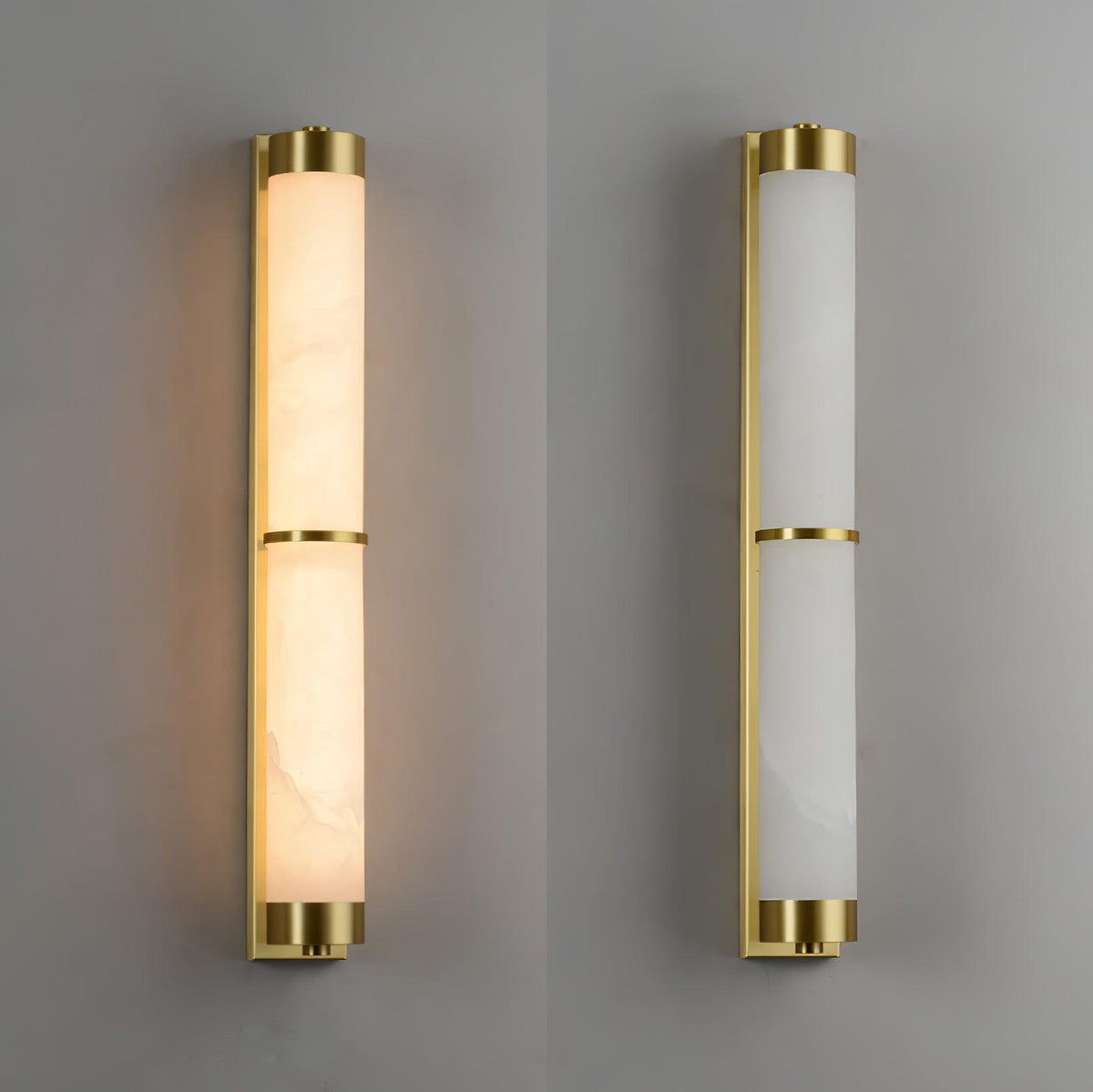 Cylindra Alabaster Brass Wall Sconce – Modern LED Wall Light
