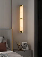 Cylindra Alabaster Brass Wall Sconce – Modern LED Wall Light