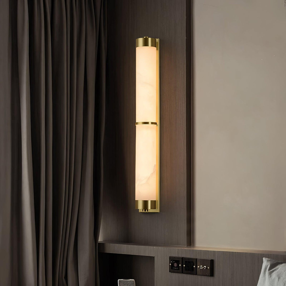Cylindra Alabaster Brass Wall Sconce – Modern LED Wall Light