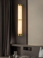Cylindra Alabaster Brass Wall Sconce – Modern LED Wall Light