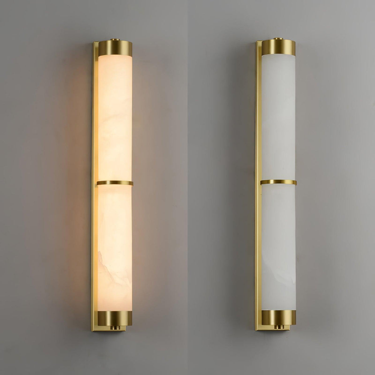 Cylindra Alabaster Brass Wall Sconce – Modern LED Wall Light