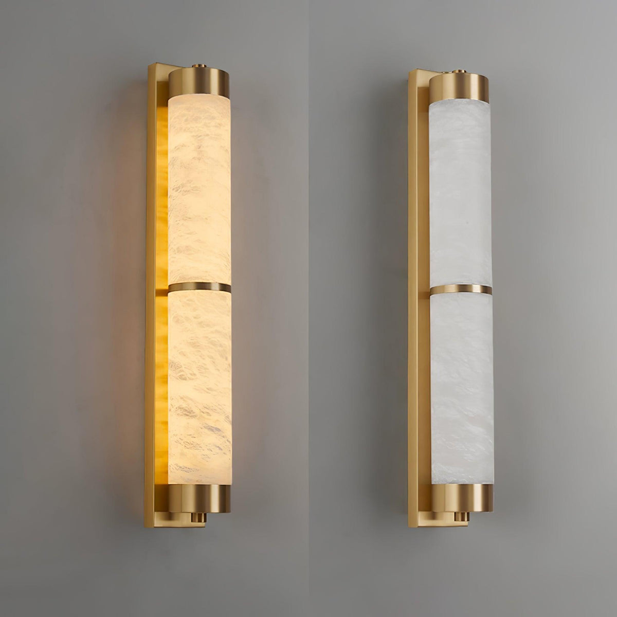 Cylindra Alabaster Brass Wall Sconce – Modern LED Wall Light