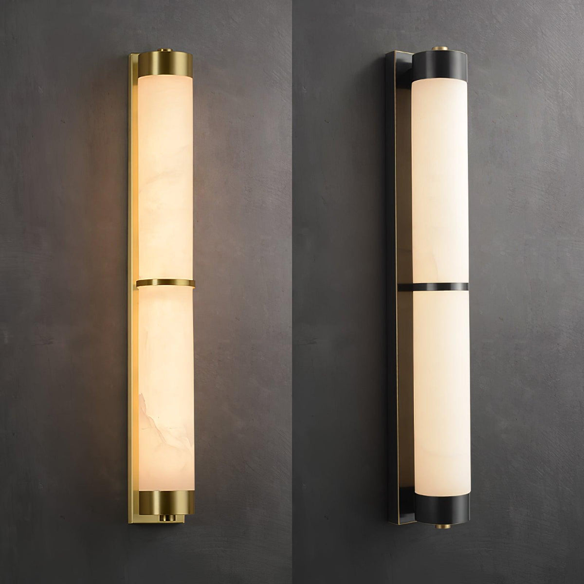 Cylindra Alabaster Brass Wall Sconce – Modern LED Wall Light