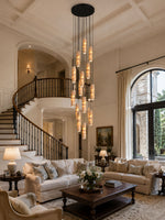 Travertine Cylinder Pendant Light in Warm Stone for Modern Interiors