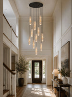 Travertine Cylinder Pendant Light in Warm Stone for Modern Interiors