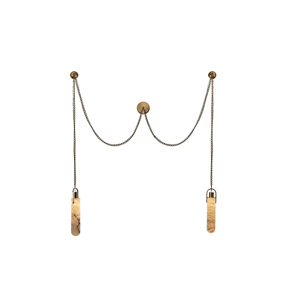 Cascading Alabaster Tube Chandelier in Antique Brass