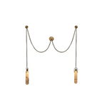 Cascading Alabaster Tube Chandelier in Antique Brass