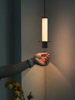 Alabaster Cylinder Pendant Light – Modern Minimalist LED Hanging Lamp