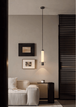 Alabaster Cylinder Pendant Light – Modern Minimalist LED Hanging Lamp