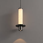 Alabaster Cylinder Pendant Light – Modern Minimalist LED Hanging Lamp