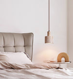 Travertine Cylinder Pendant Light – Natural Stone Hanging Lamp for Modern Interiors