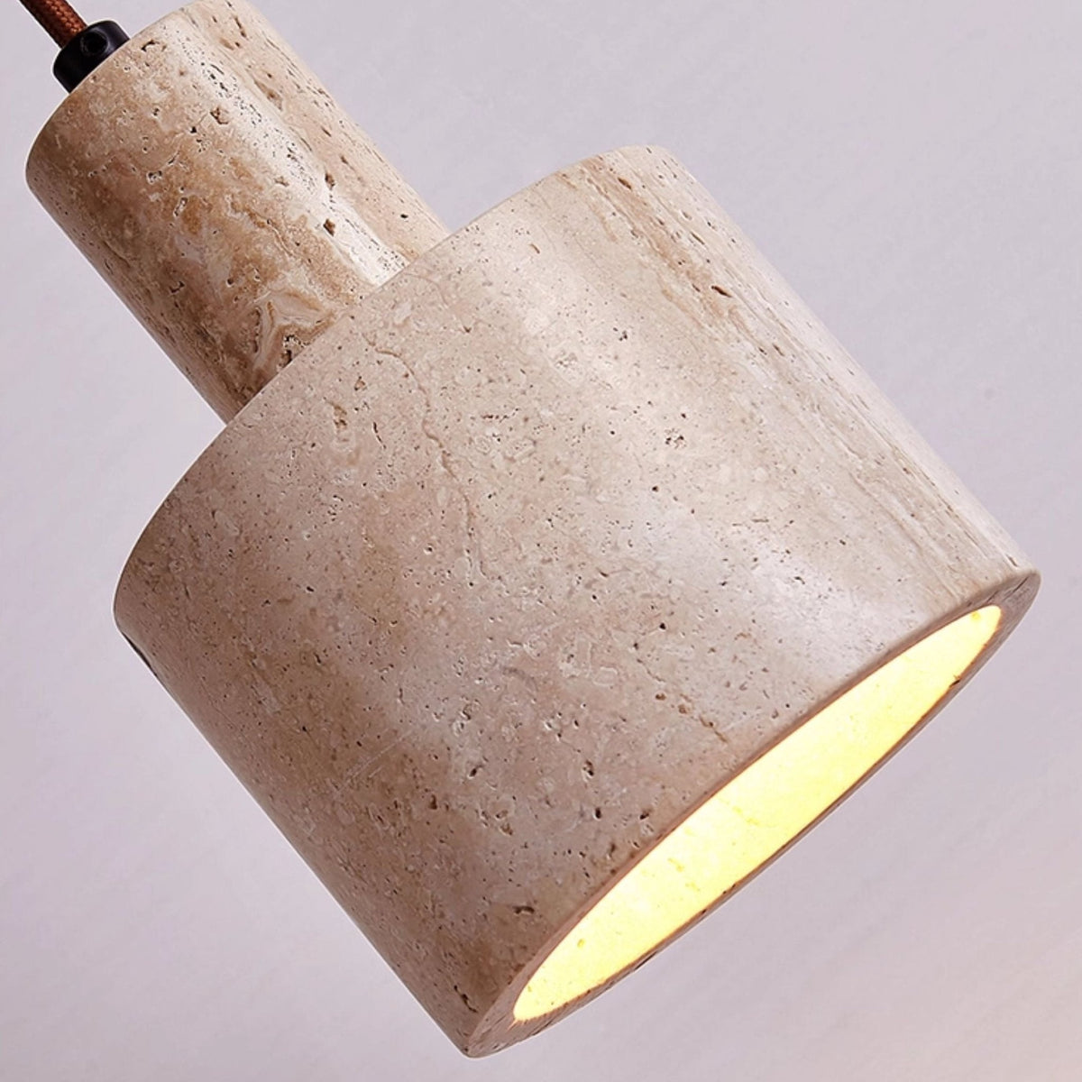 Travertine Cylinder Pendant Light – Natural Stone Hanging Lamp for Modern Interiors