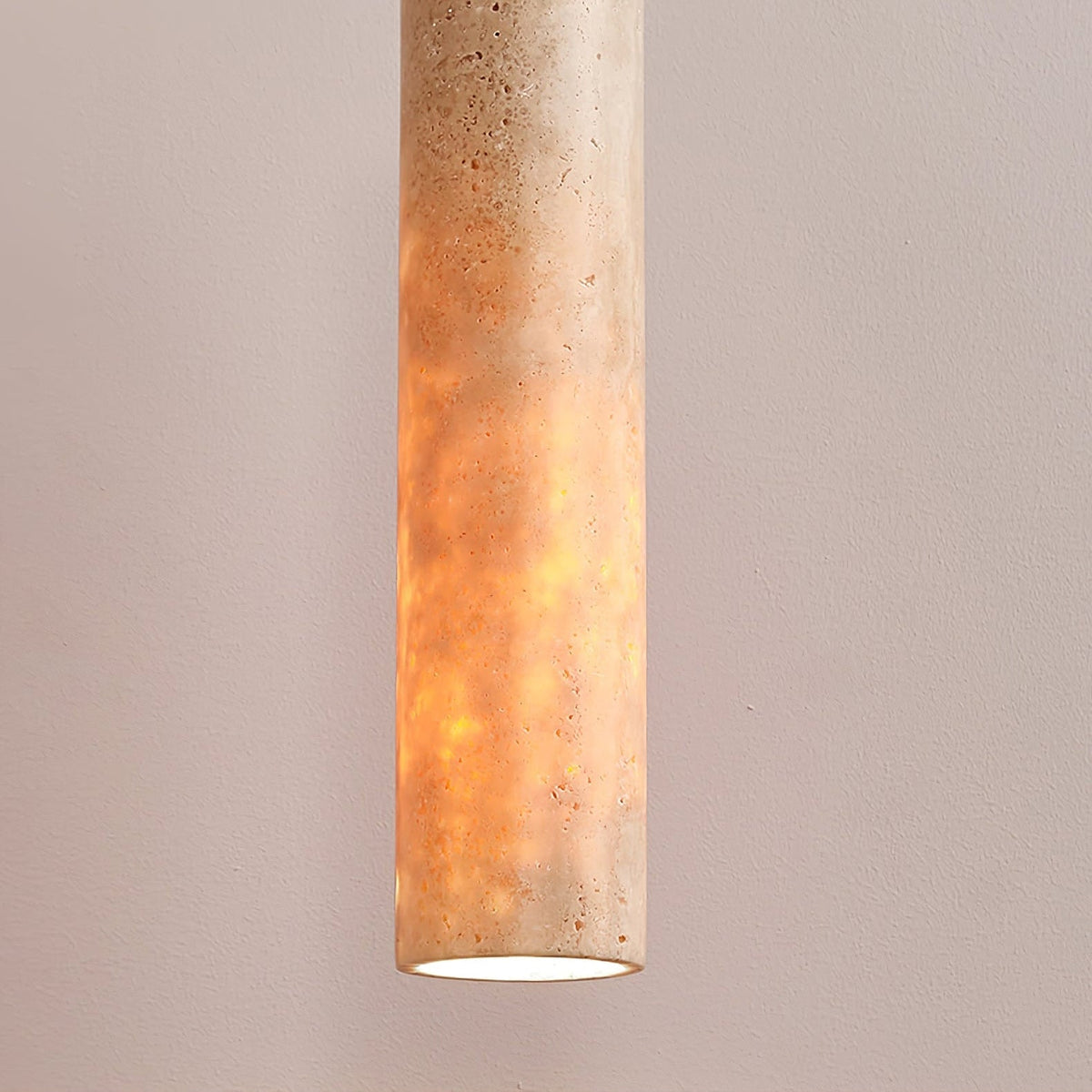 Travertine Cylinder Pendant Light in Warm Stone for Modern Interiors