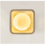 Cylinor Ceiling Lamp in Natural Travertine with Glowing Glass Orb