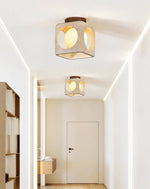 Cylinor Ceiling Lamp in Natural Travertine with Glowing Glass Orb