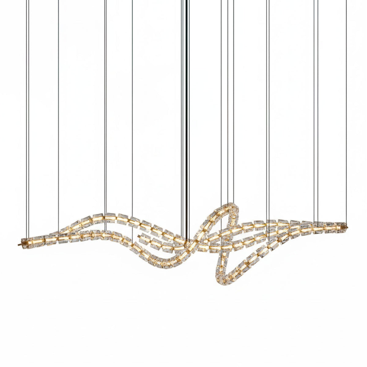 Gabriel Gold Crystal Chandelier – Sculptural LED Pendant for Modern Interiors