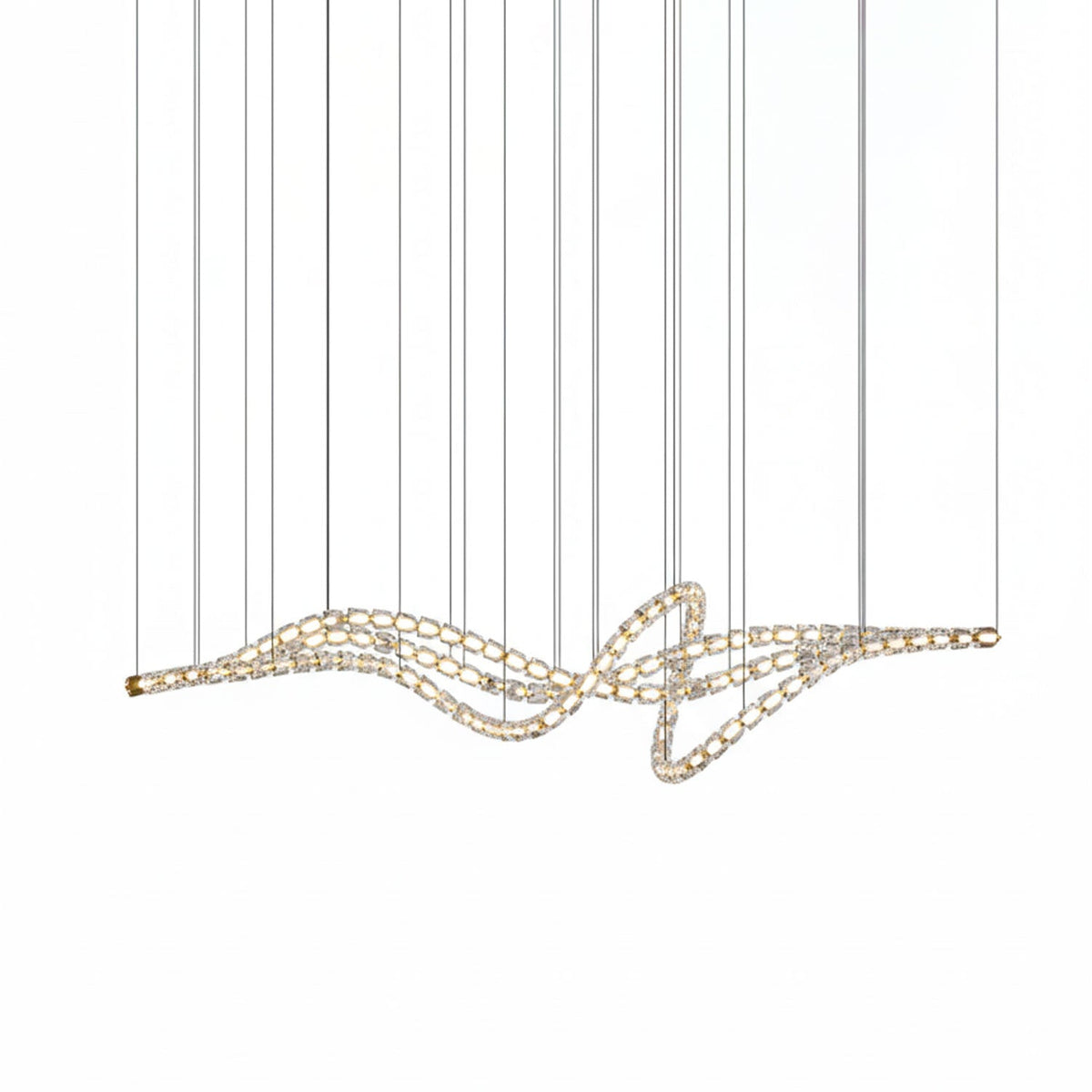 Gabriel Gold Crystal Chandelier – Sculptural LED Pendant for Modern Interiors