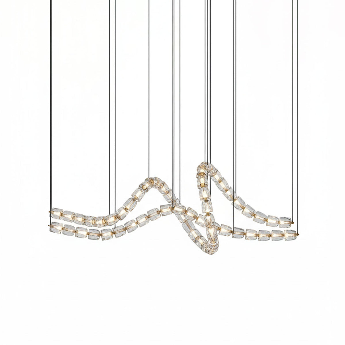 Gabriel Gold Crystal Chandelier – Sculptural LED Pendant for Modern Interiors