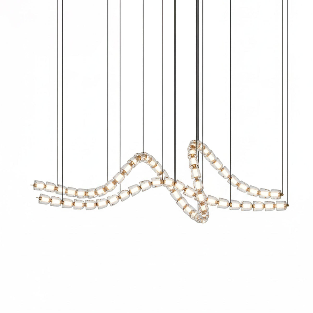 Gabriel Gold Crystal Chandelier – Sculptural LED Pendant for Modern Interiors