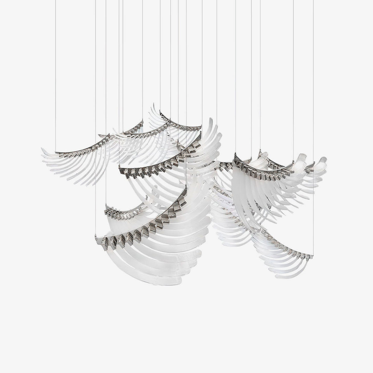 Feather Wing LED Chandelier – Hand-Blown Glass Pendant for Modern Interiors