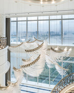 Feather Wing LED Chandelier – Hand-Blown Glass Pendant for Modern Interiors