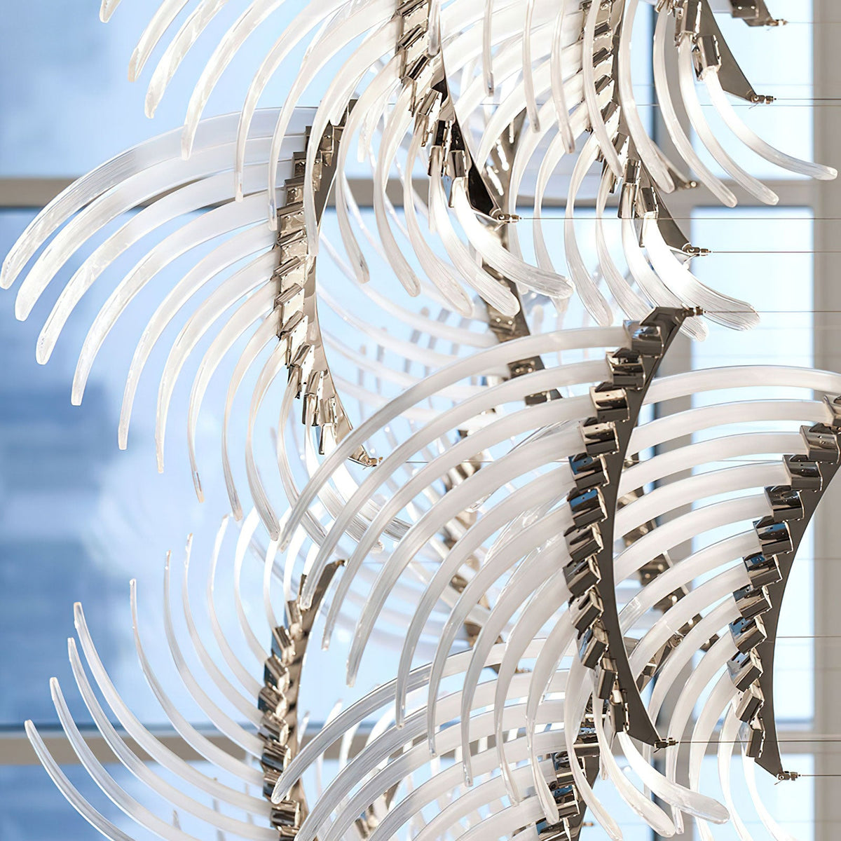 Feather Wing LED Chandelier – Hand-Blown Glass Pendant for Modern Interiors