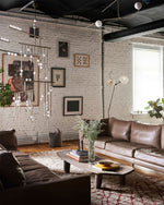 Brass Glass Drop Candelabrum Chandelier
