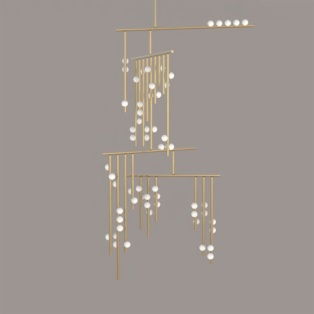 Brass Glass Drop Candelabrum Chandelier