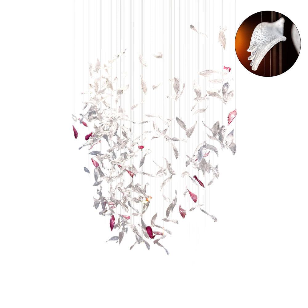 diy-flying-glass-feather-chandelier