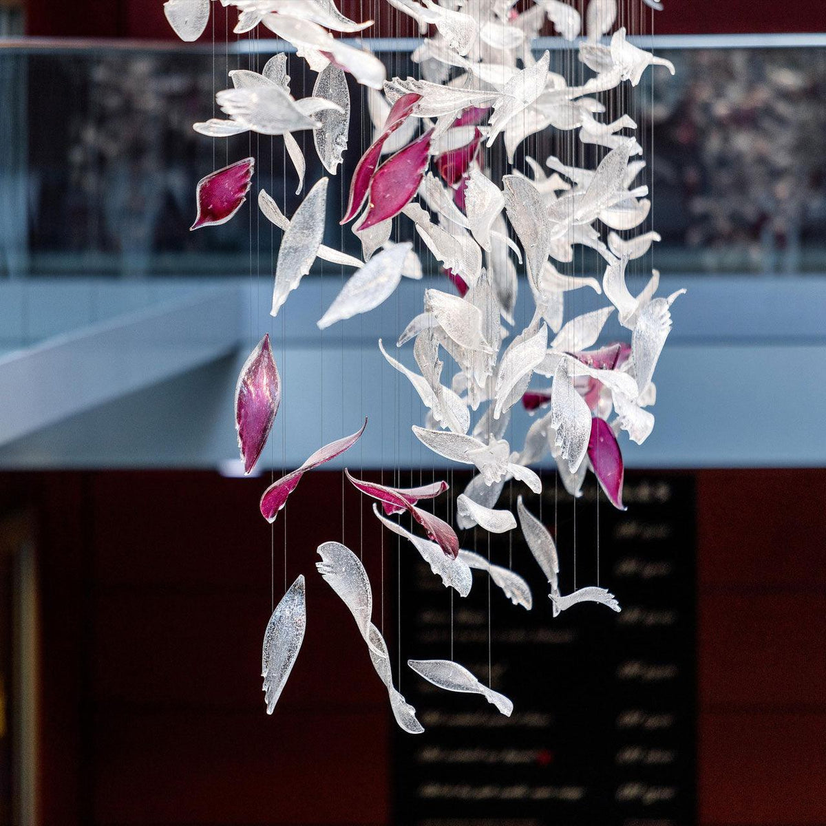 diy-flying-glass-feather-chandelier