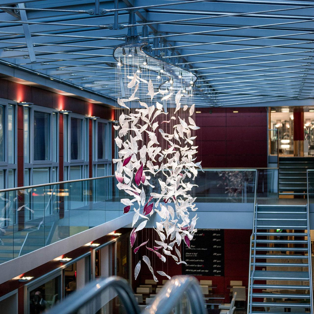 diy-flying-glass-feather-chandelier