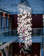 diy-flying-glass-feather-chandelier