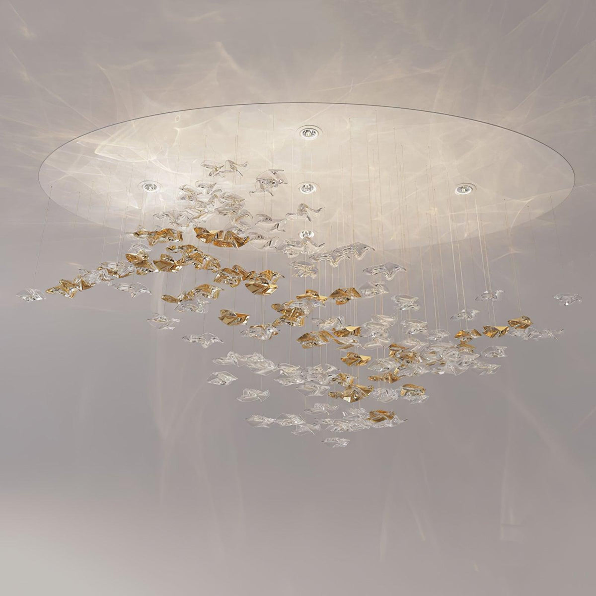 Tidal Art Glass Chandelier – Modern Cascading LED Pendant Light