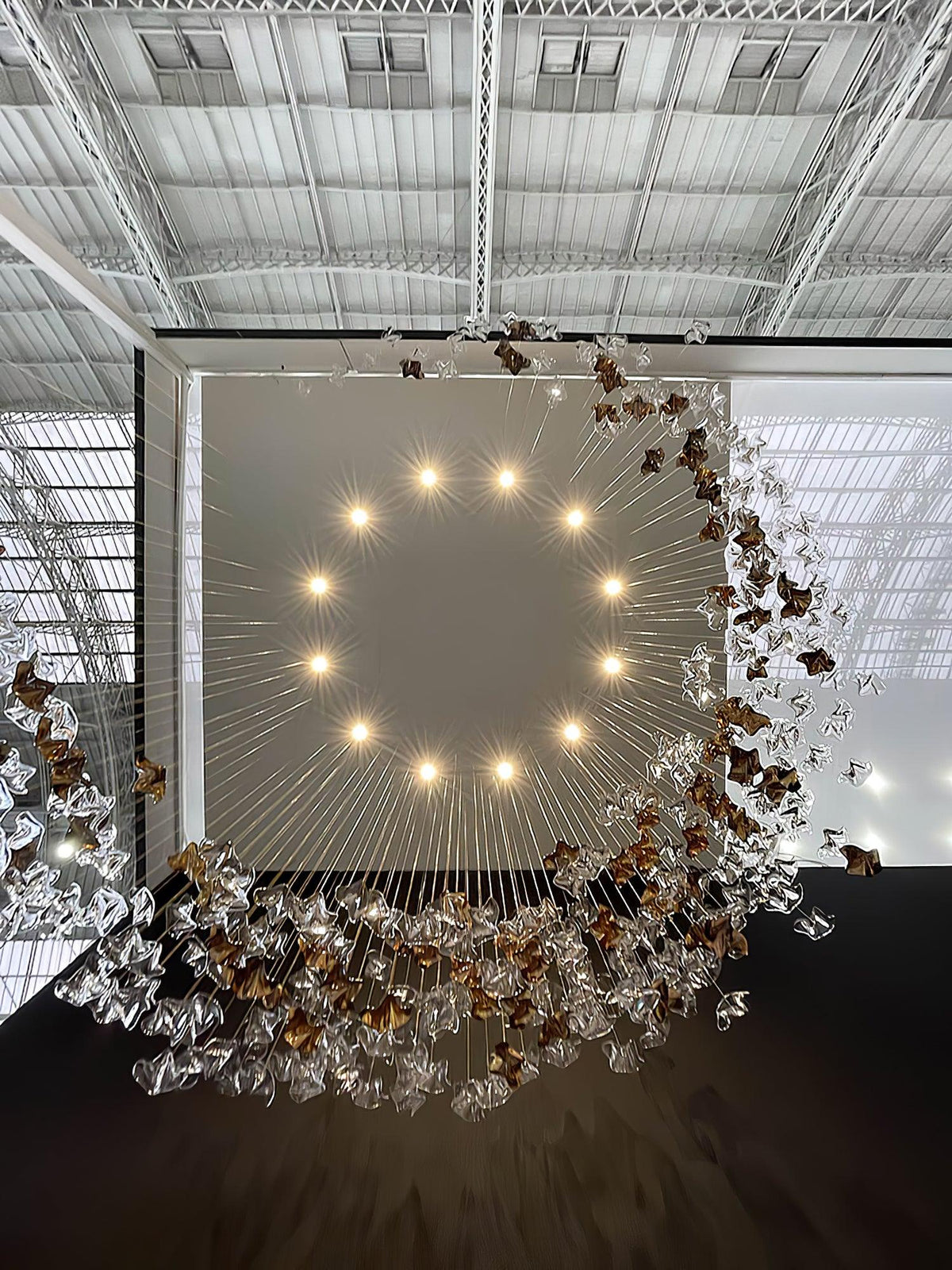Tidal Art Glass Chandelier – Modern Cascading LED Pendant Light