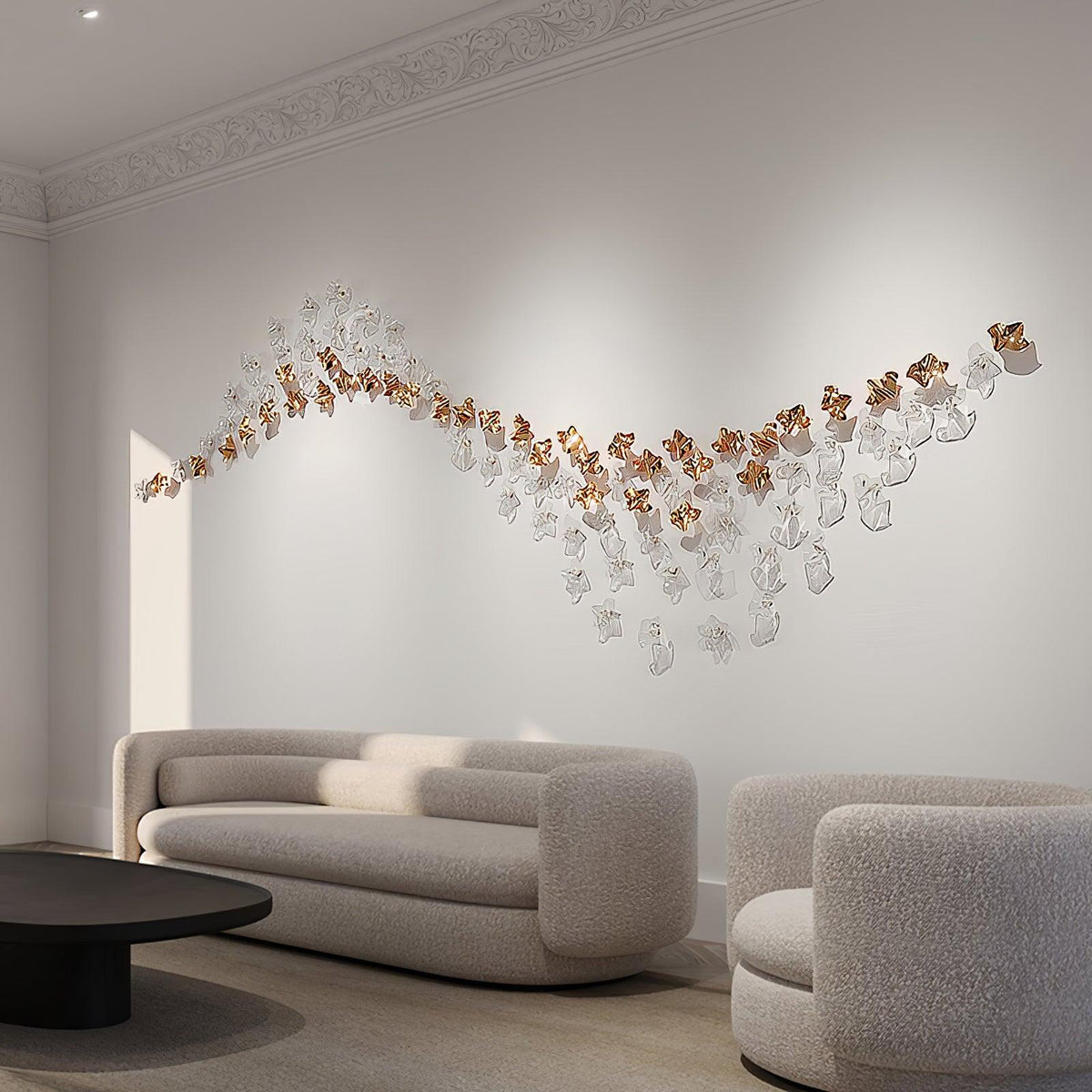 Tidal Art Glass Chandelier – Modern Cascading LED Pendant Light