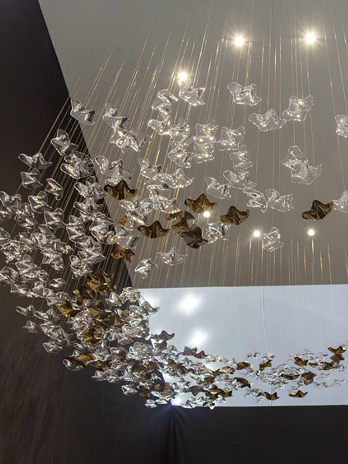 Tidal Art Glass Chandelier – Modern Cascading LED Pendant Light