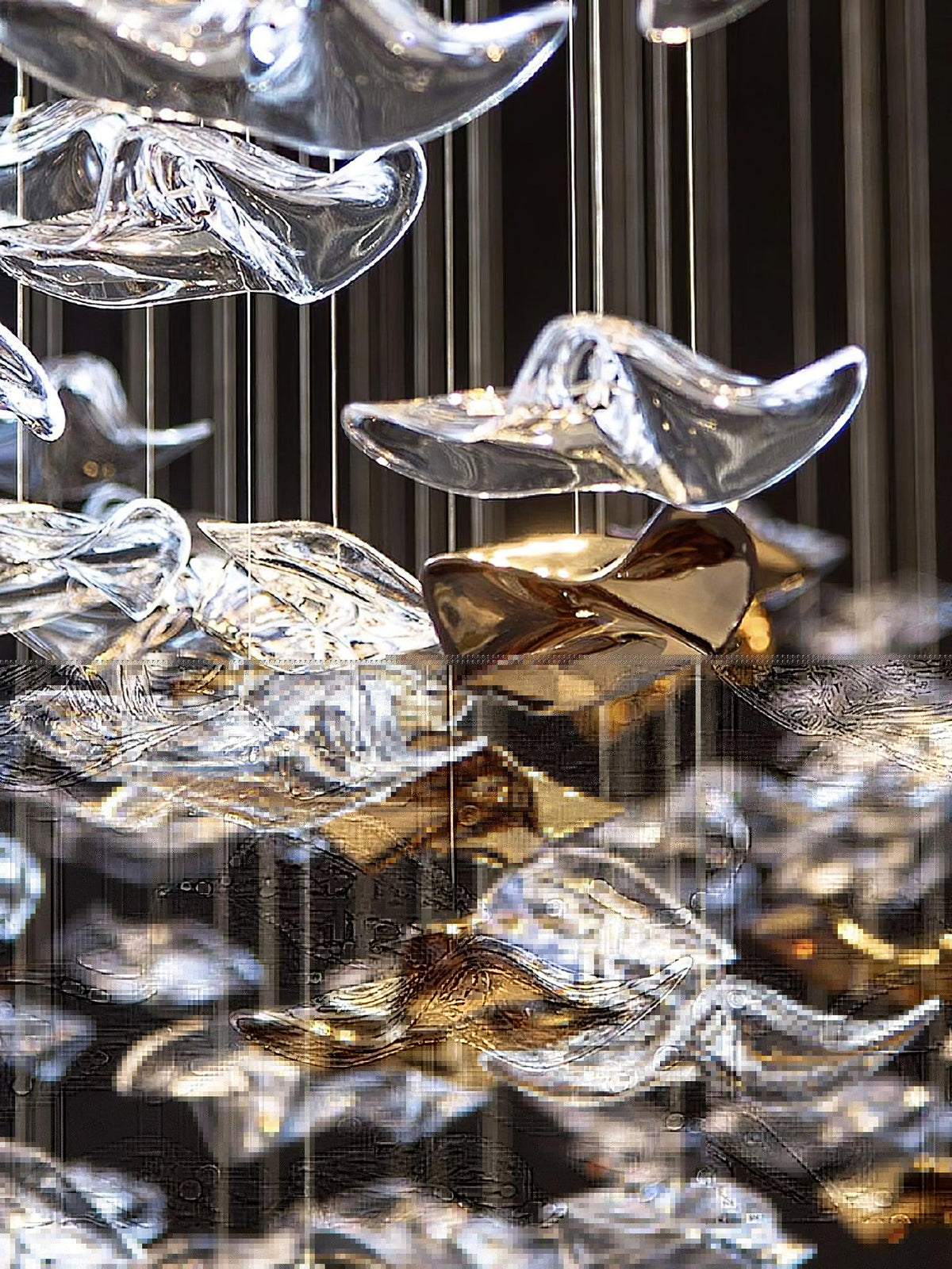 Tidal Art Glass Chandelier – Modern Cascading LED Pendant Light