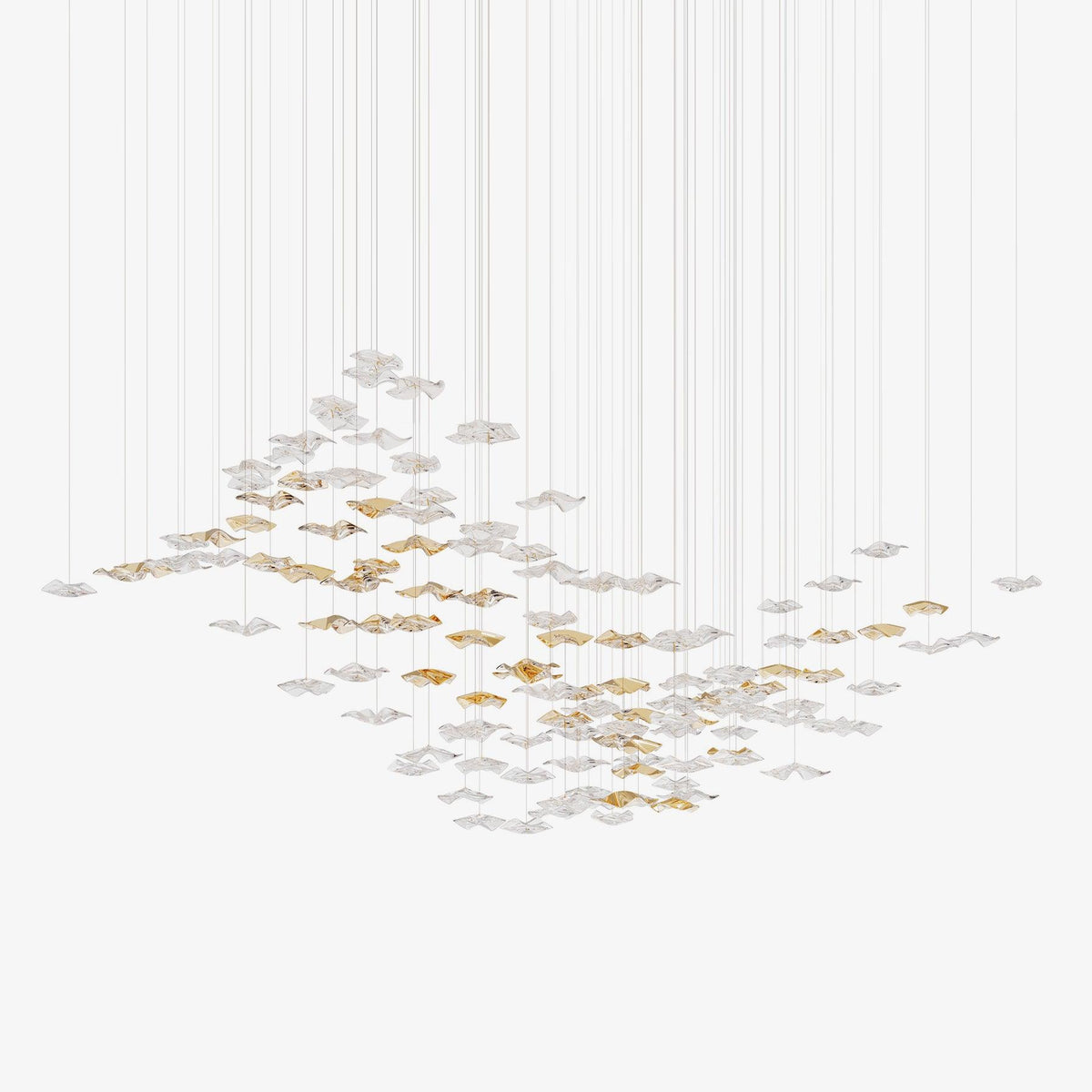 Tidal Art Glass Chandelier – Modern Cascading LED Pendant Light
