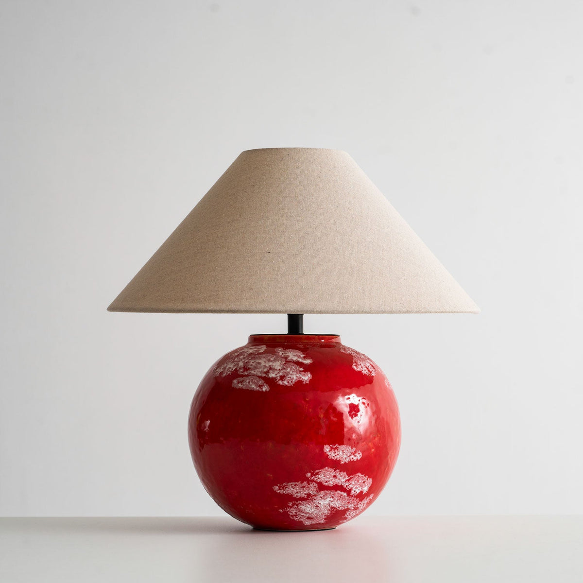 Emberveil Ceramic Table Lamp with Fabric Shade for Bedroom and Living Room