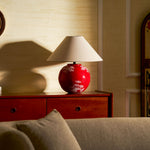 Emberveil Ceramic Table Lamp with Fabric Shade for Bedroom and Living Room