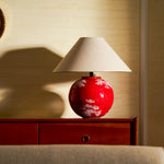Emberveil Ceramic Table Lamp with Fabric Shade for Bedroom and Living Room