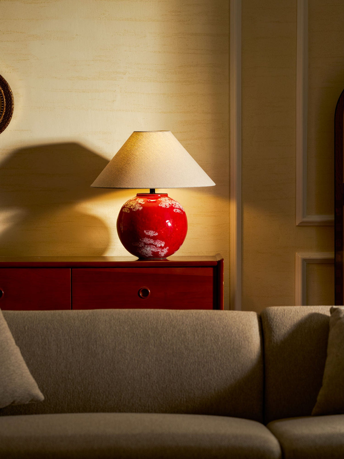 Emberveil Ceramic Table Lamp with Fabric Shade for Bedroom and Living Room