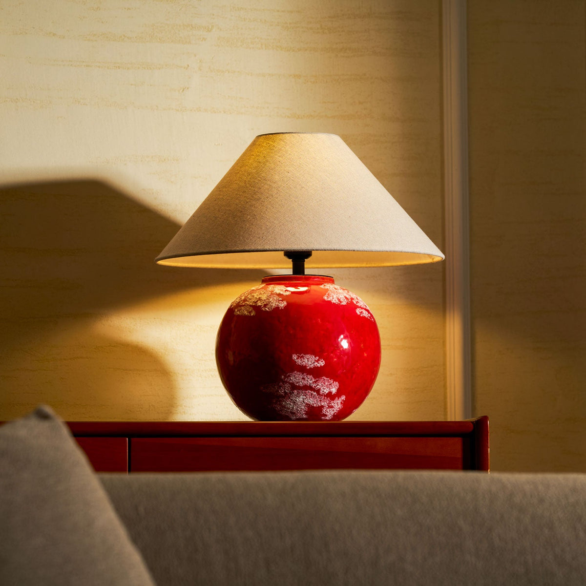 Emberveil Ceramic Table Lamp with Fabric Shade for Bedroom and Living Room