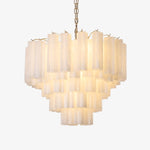 Frosted Glass Cascade Chandelier – Modern Murano Style Pendant Light