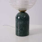 Striara Sculptural Table Lamp with Green Marble Base and Striped Glass Shade